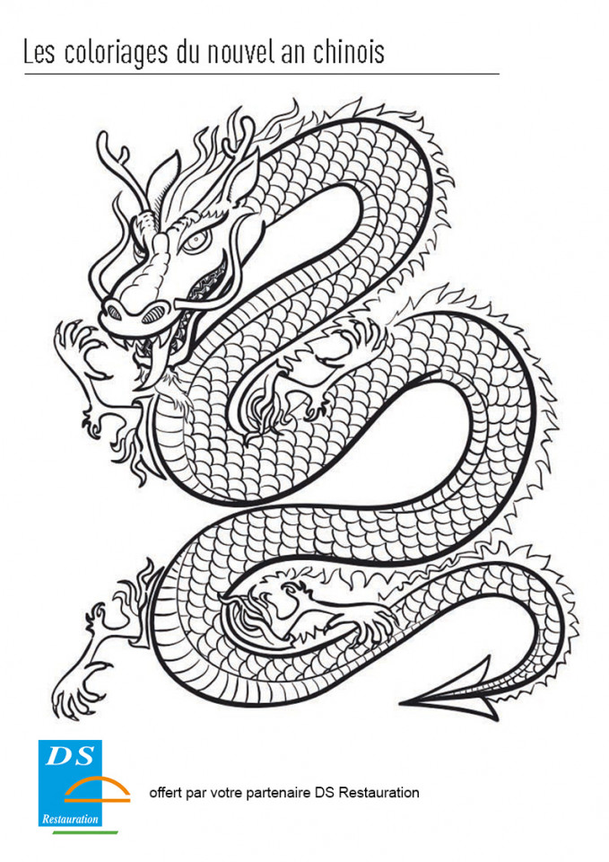 coloriage nouvel an chinois dragon