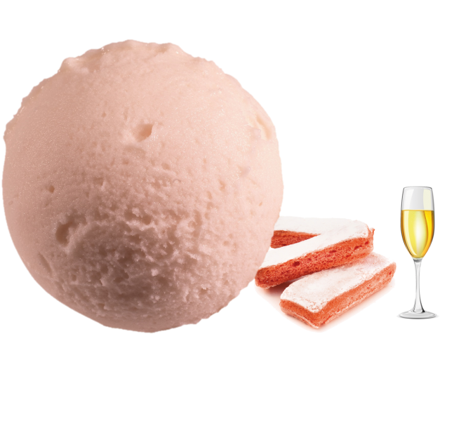 Crème glacée biscuit rose et champagne