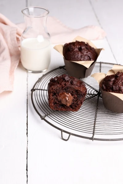Muffin chocolat fourré chocolat noisette